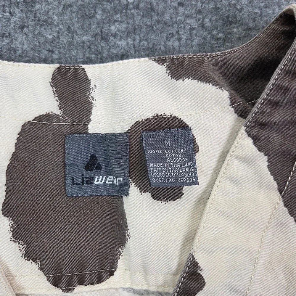 Vtg Liz Wear Cow‎ Print Zip Vest Cowgirl Western Rodeo Zip Up Y2K Pockets Medium - Picture 4 of 10